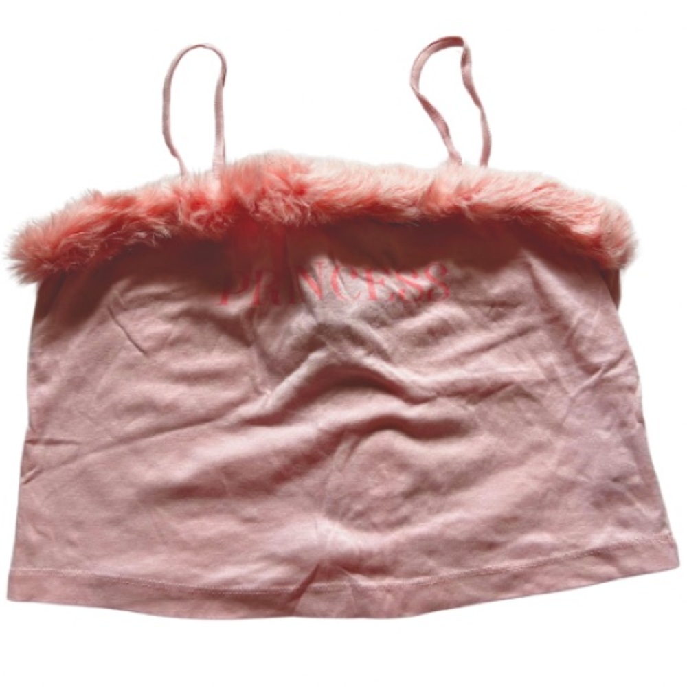 0X Forever 21 Princess feathered spaghetti strap stretch crop top